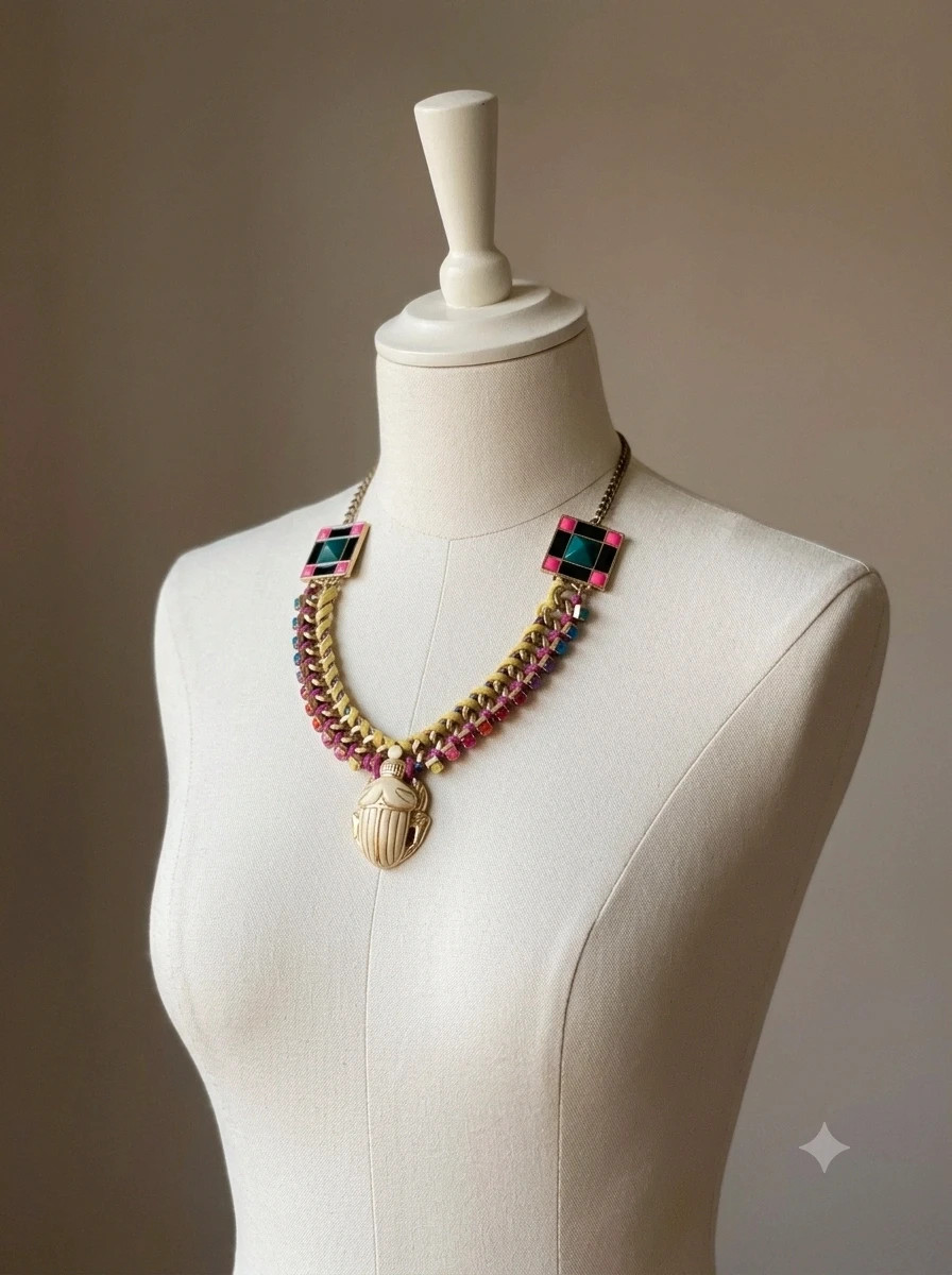 Collar estilo étnico / boho con escarabajo egipcio – Stradivarius 3