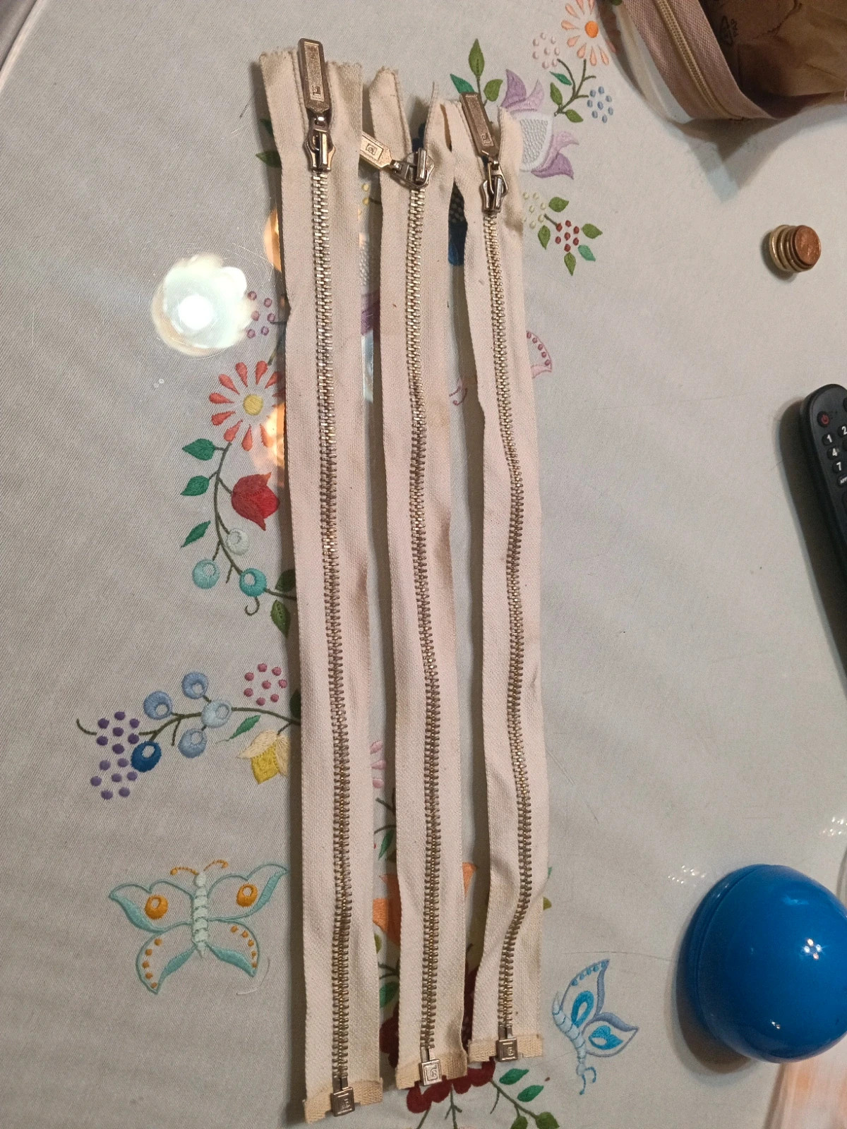 Lote de 3 cremalleras beige 2