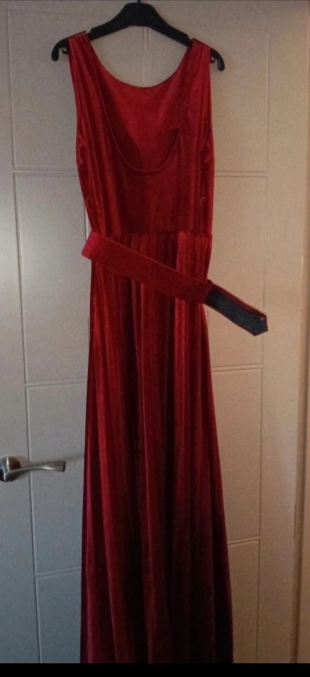 Vestido largo terciopelo burdeos elegante fiesta – taille L / 40 / 12 3