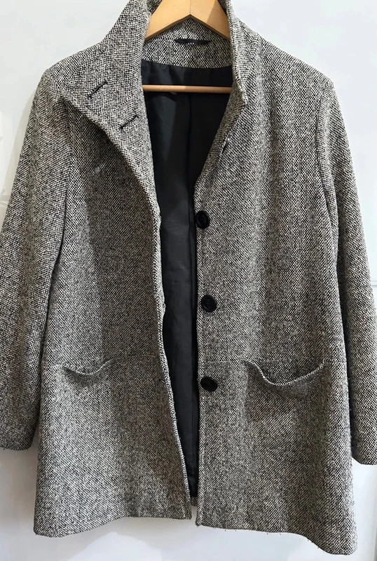 Manteau tweed chiné ample col montant droit chic taille M – sans marque – taille L / 40 / 12 2