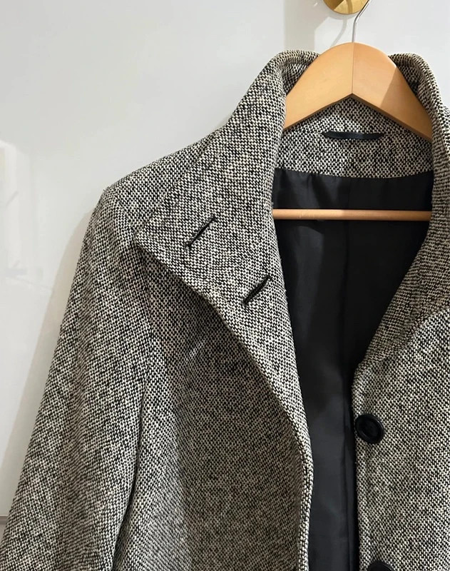 Manteau tweed chiné ample col montant droit chic taille M – sans marque – taille L / 40 / 12 4