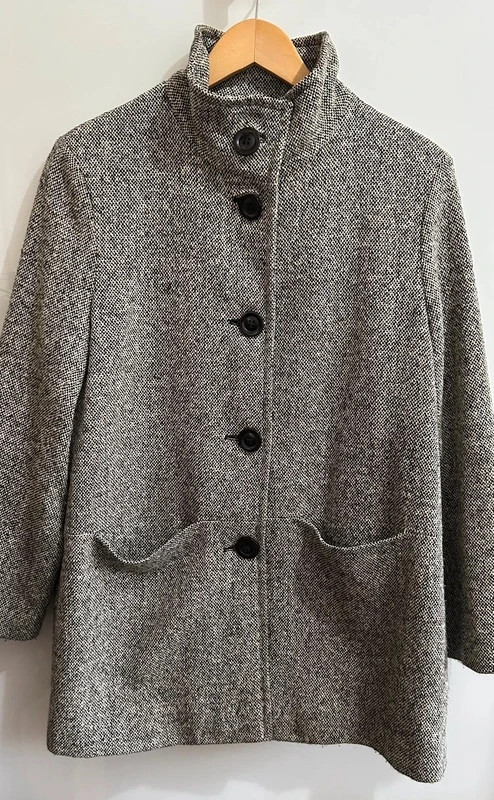 Manteau tweed chiné ample col montant droit chic taille M – sans marque – taille L / 40 / 12 3