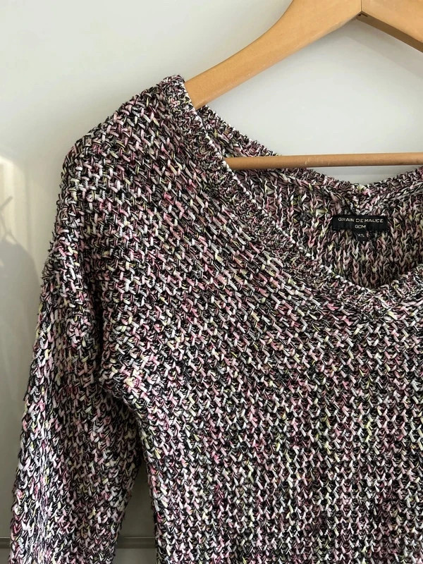 Pull maille chinée Grain de Malice T XS/S col V – Grain de Malice – taille XS / 34 / 6 5