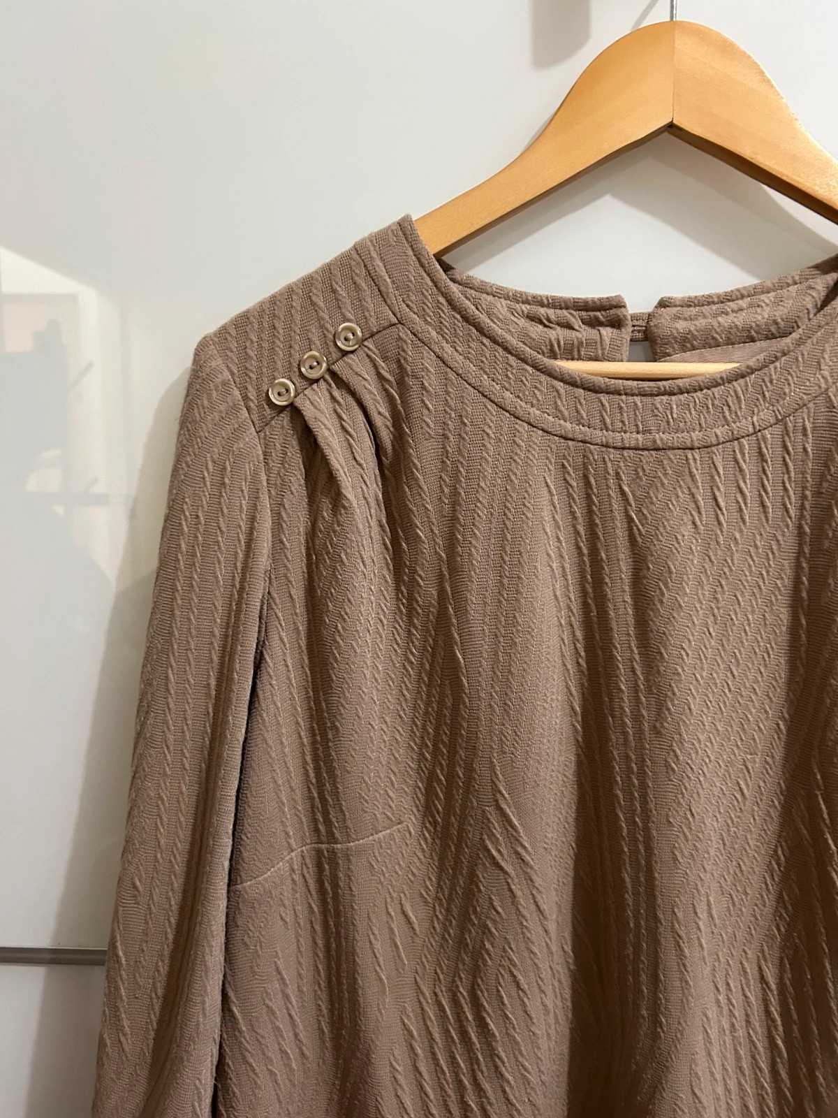 Robe fluide texturée beige taupe manches longues T46 – Afibel – taille XXXL / 46 / 18 3