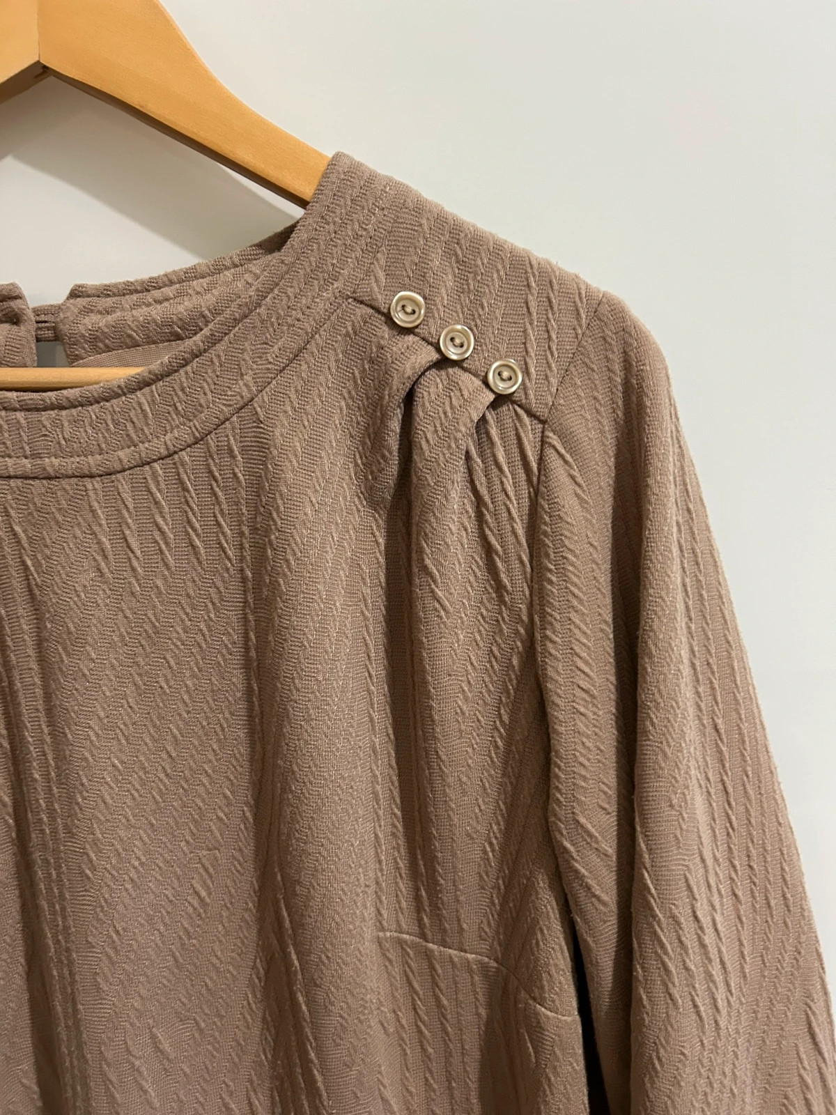 Robe fluide texturée beige taupe manches longues T46 – Afibel – taille XXXL / 46 / 18 2