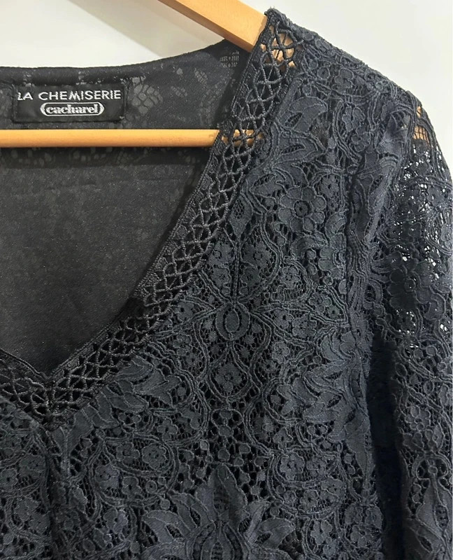 Pull fin Cacharel vintage dentelle brodée noire M/L bohème chic – Cacharel – taille M / 38 / 10 2