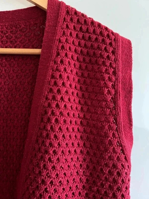 Cardigan vintage T M/L sans manches maille ajourée Made in France – taille L / 40 / 12 3
