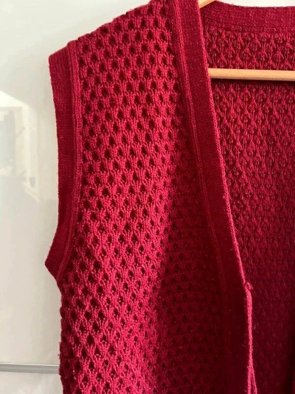 Cardigan vintage T M/L sans manches maille ajourée Made in France – taille L / 40 / 12 4