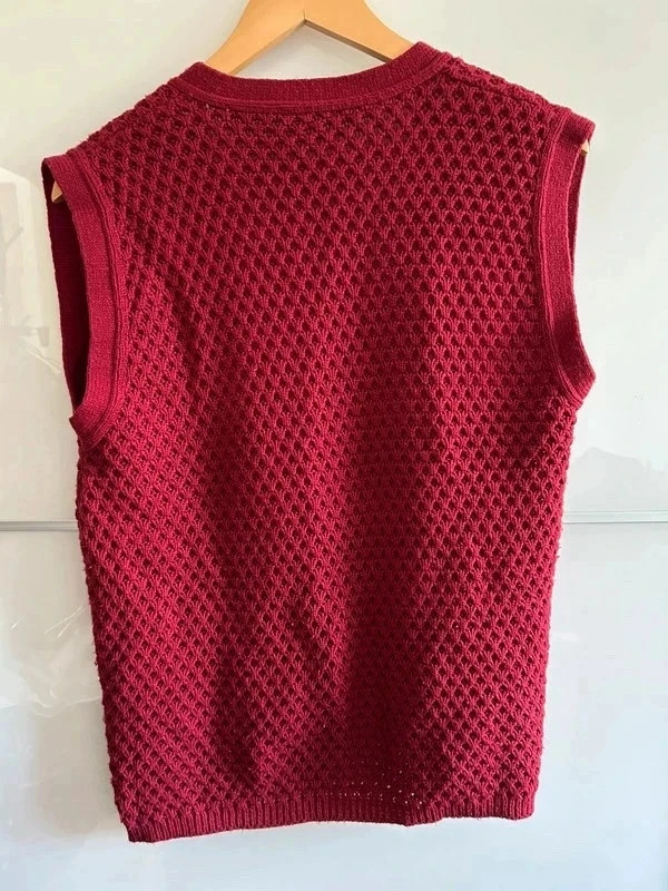 Cardigan vintage T M/L sans manches maille ajourée Made in France – taille L / 40 / 12 5