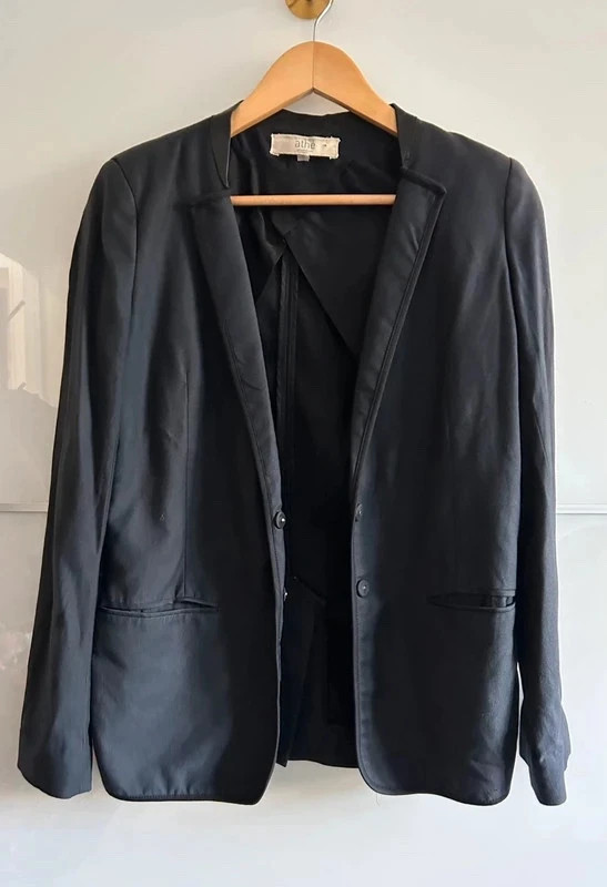 Blazer Athé Vanessa Bruno T XS-S noir Vintage Y2K détails cuir – ATHÉ BY VANESSABRUNO – taille XS / 34 / 6 2