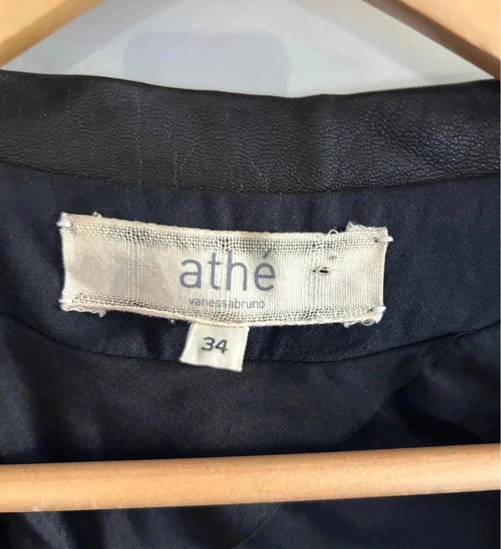 Blazer Athé Vanessa Bruno T XS-S noir Vintage Y2K détails cuir – ATHÉ BY VANESSABRUNO – taille XS / 34 / 6 5