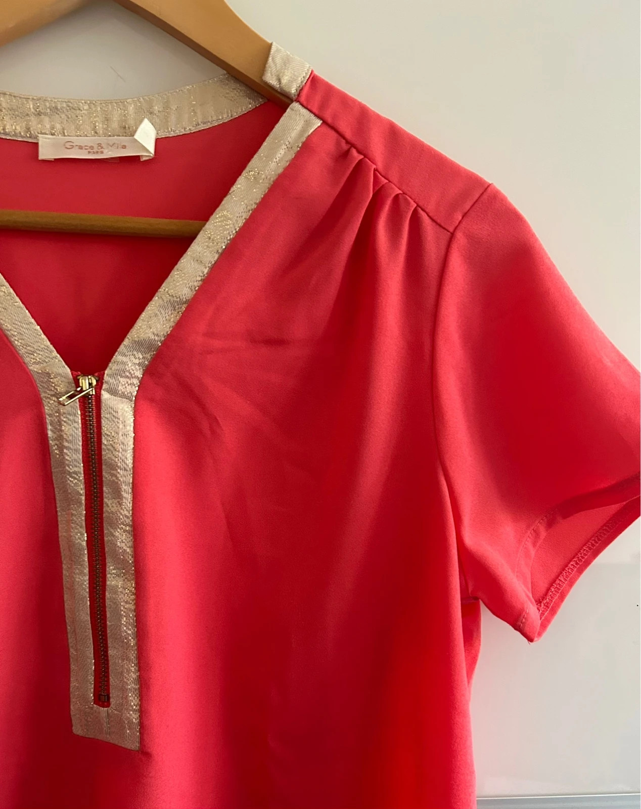 Blouse Grace & Mila M corail fluide col V zippé chic – Grace & Mila – taille M / 38 / 10 2