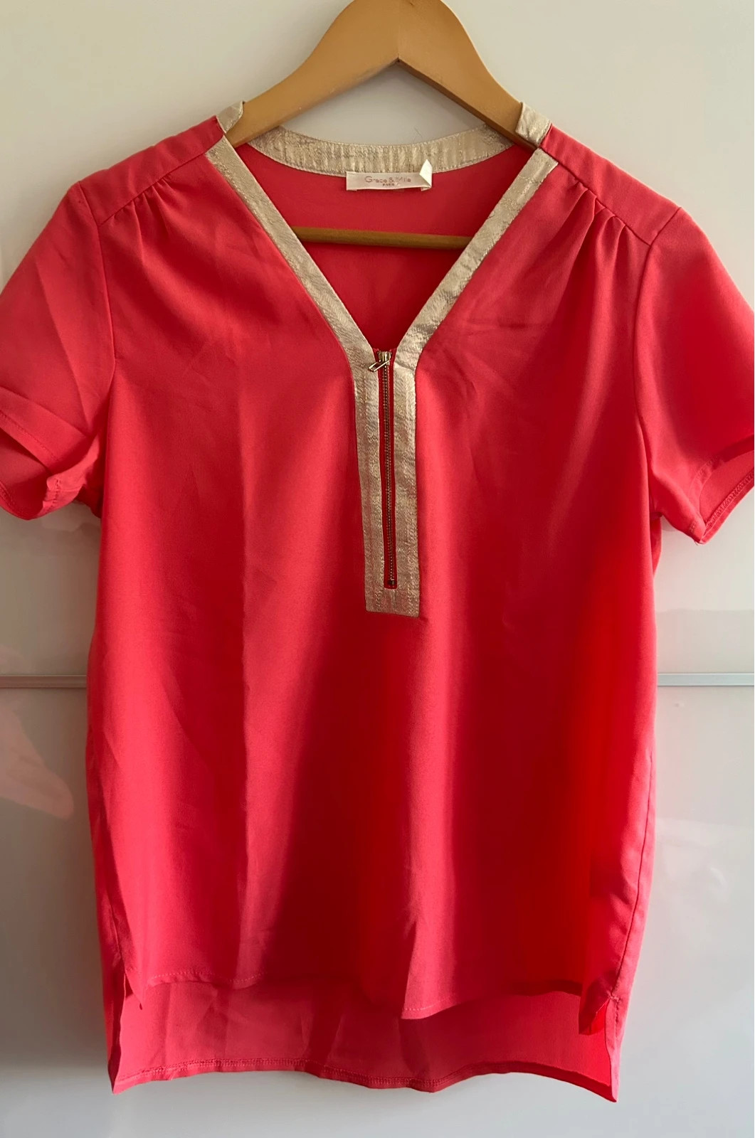 Blouse Grace & Mila M corail fluide col V zippé chic – Grace & Mila – taille M / 38 / 10 4