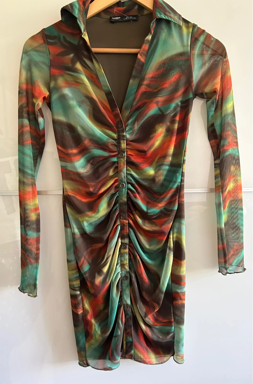 Robe Pull&Bear XS-S résille froncée Y2K multicolore – Pull & Bear – taille XS / 34 / 6 2