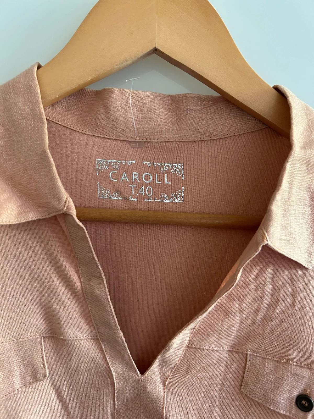 Polo femme Caroll T40 lin coton col V chic – Caroll – taille L / 40 / 12 2
