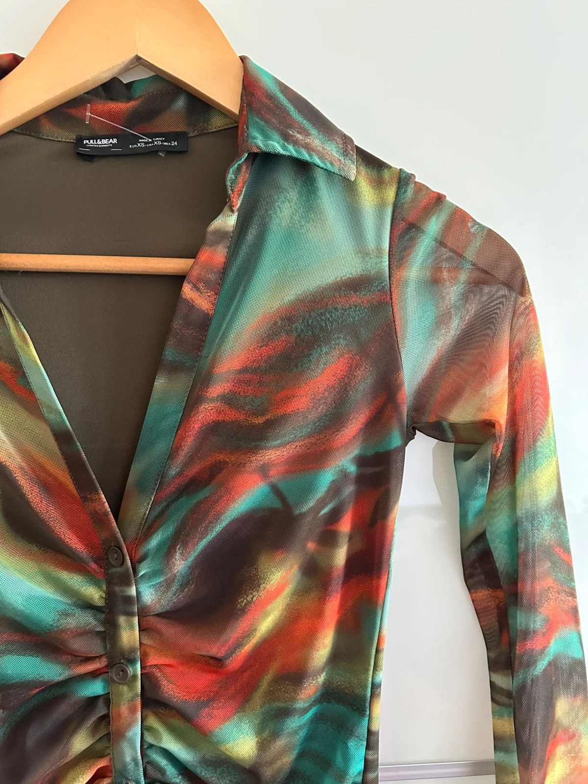 Robe Pull&Bear XS-S résille froncée Y2K multicolore – Pull & Bear – taille XS / 34 / 6 3