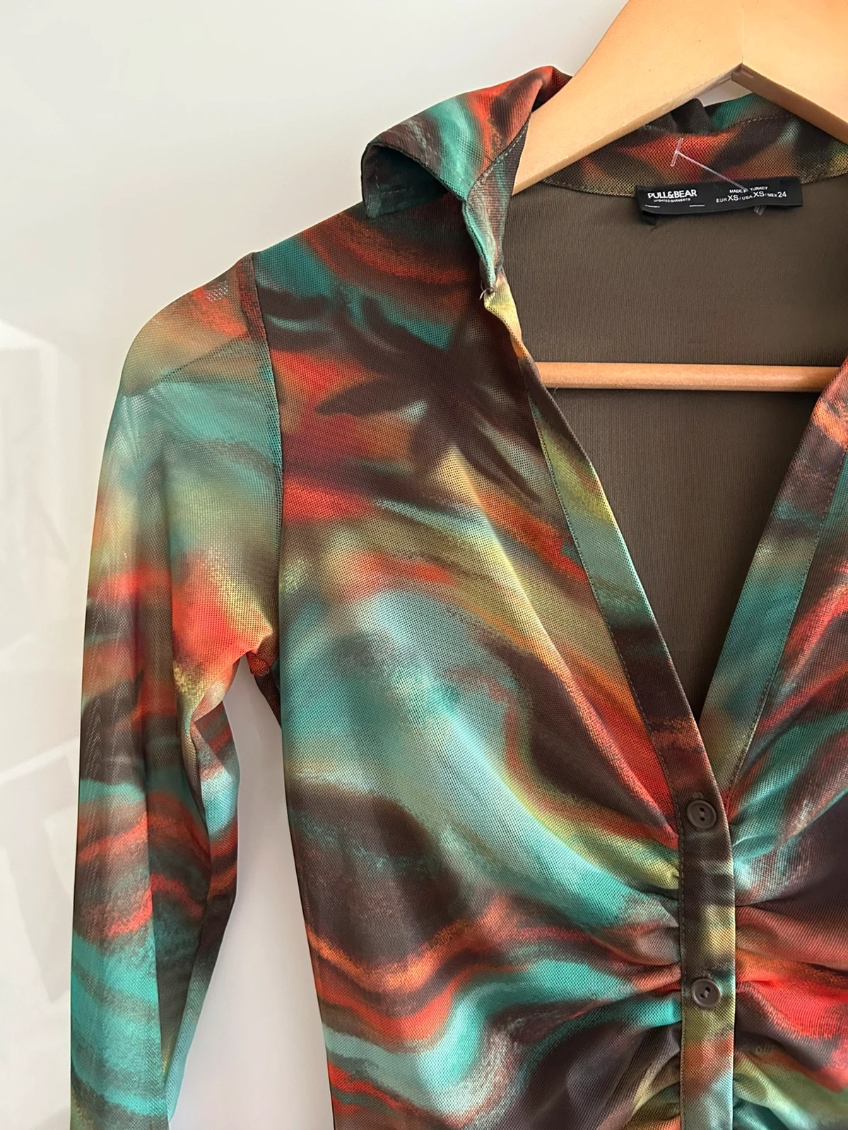 Robe Pull&Bear XS-S résille froncée Y2K multicolore – Pull & Bear – taille XS / 34 / 6 4