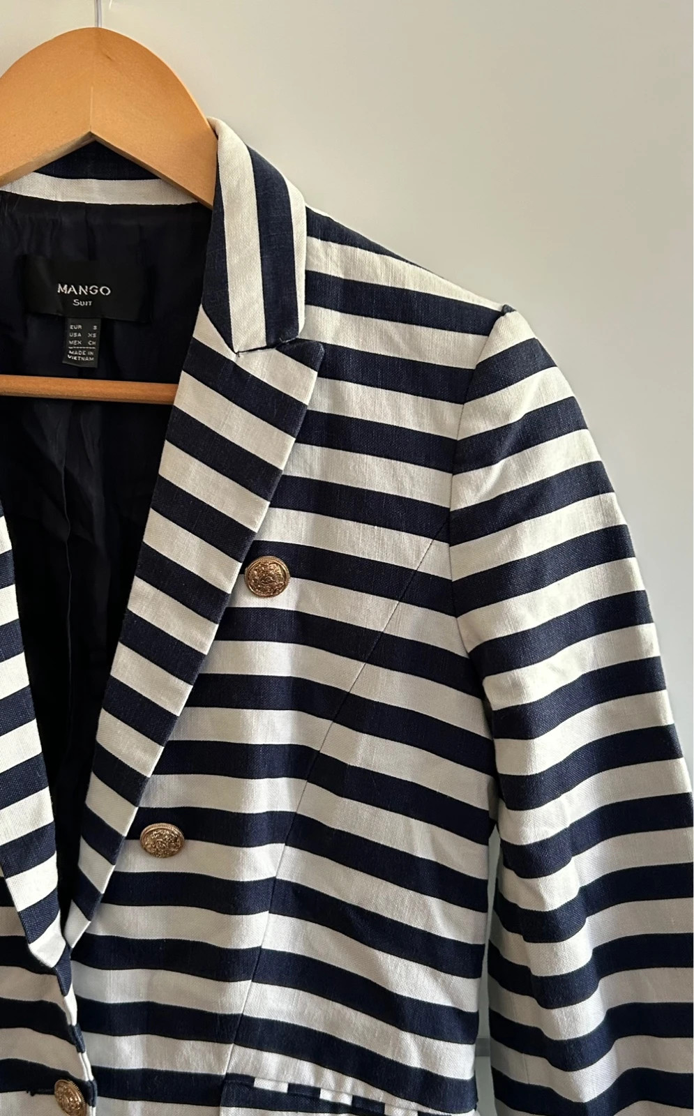 Blazer Mango S rayé marinière bleu marine blanc – Mango – taille S / 36 / 8 2
