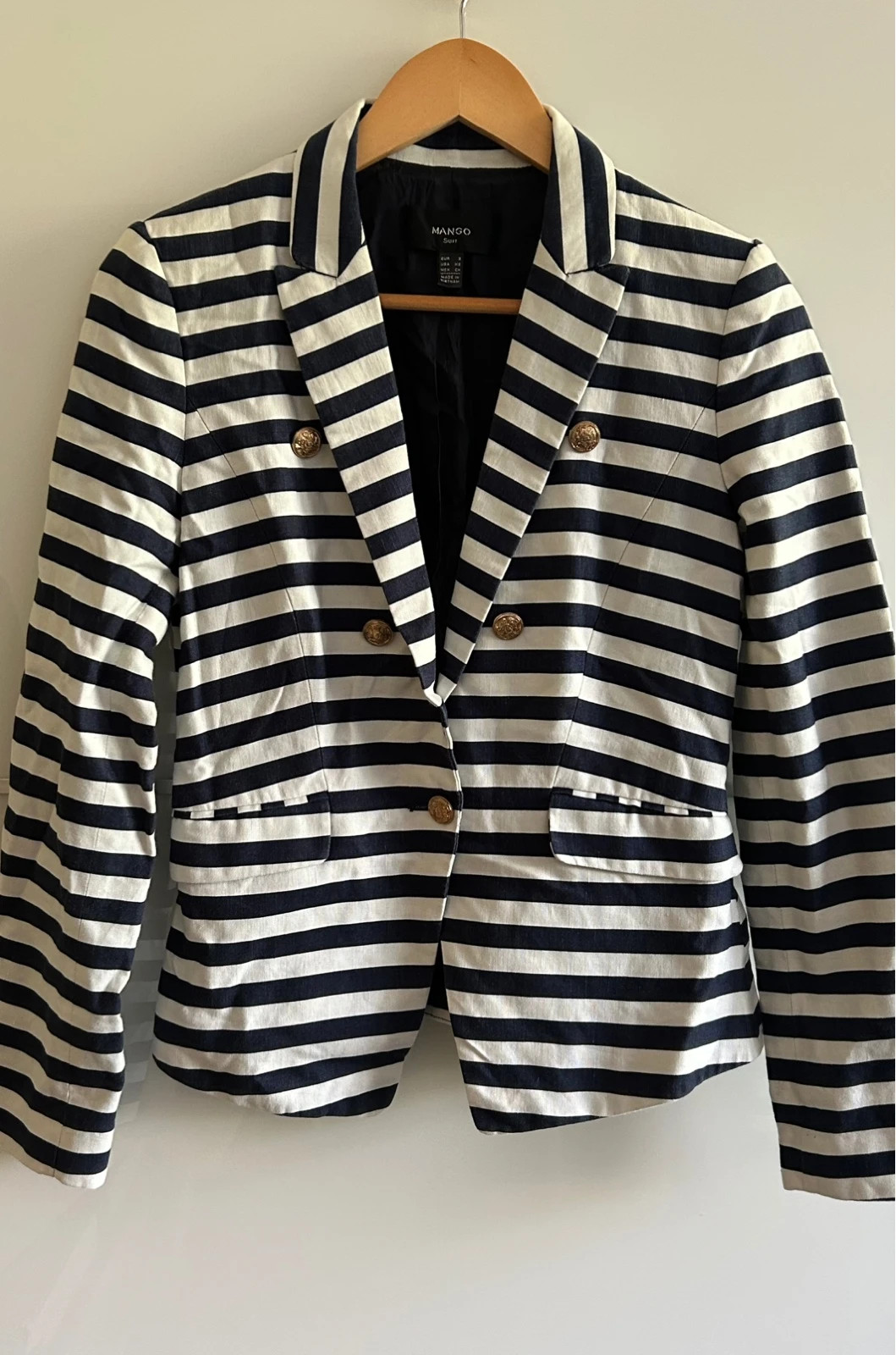Blazer Mango S rayé marinière bleu marine blanc – Mango – taille S / 36 / 8 4