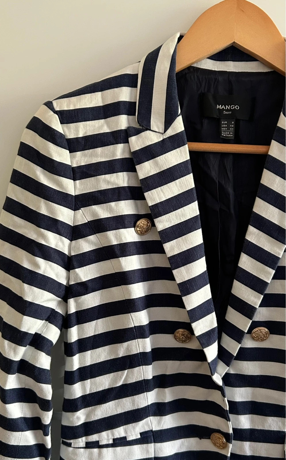 Blazer Mango S rayé marinière bleu marine blanc – Mango – taille S / 36 / 8 3