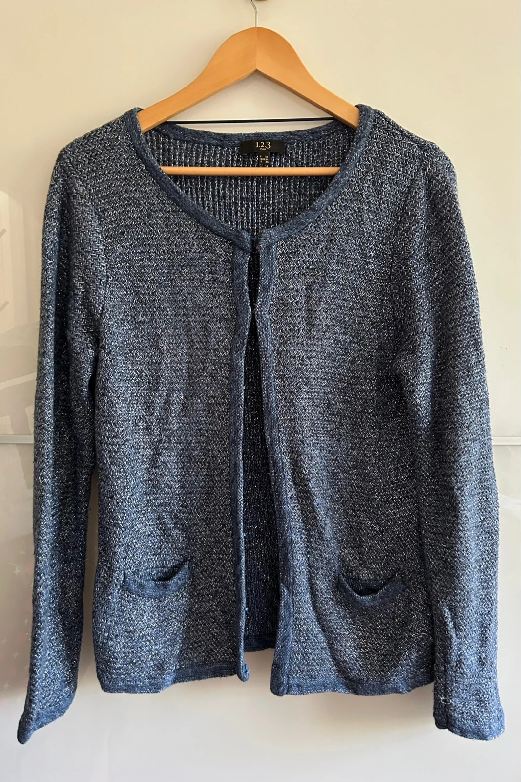 Gilet 1.2.3 Paris T36 bleu marine chiné coton modal – 123 – taille S / 36 / 8 4