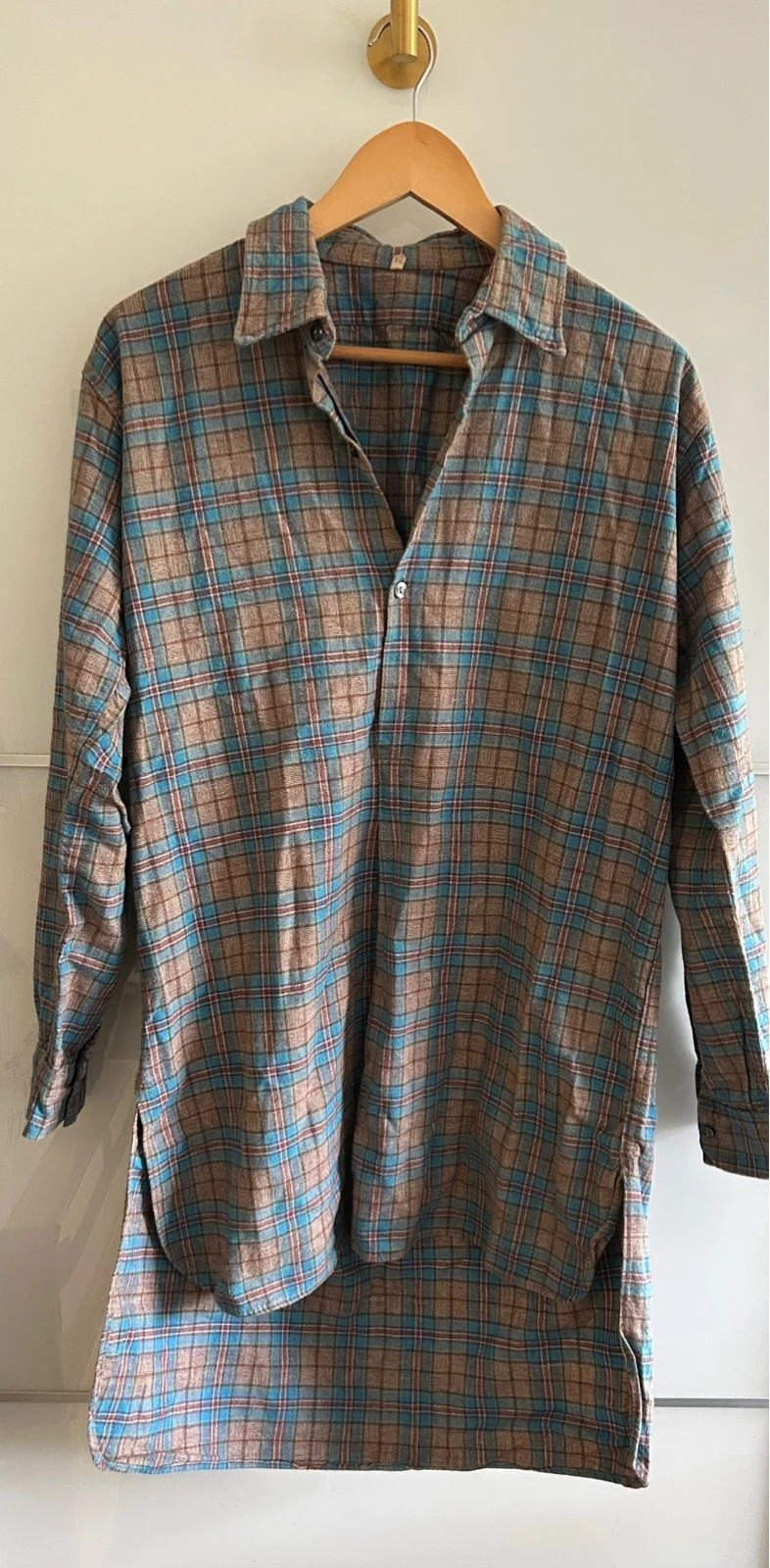 Tunique chemise longue T40 100% coton carreaux oversize vintage