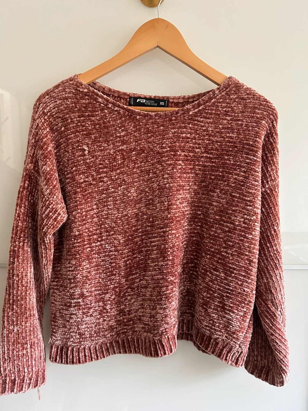 Pull court FB Sister XS rose maille chenille douce tendance – FB Sister Knitwear – taille XS / 34 / 6