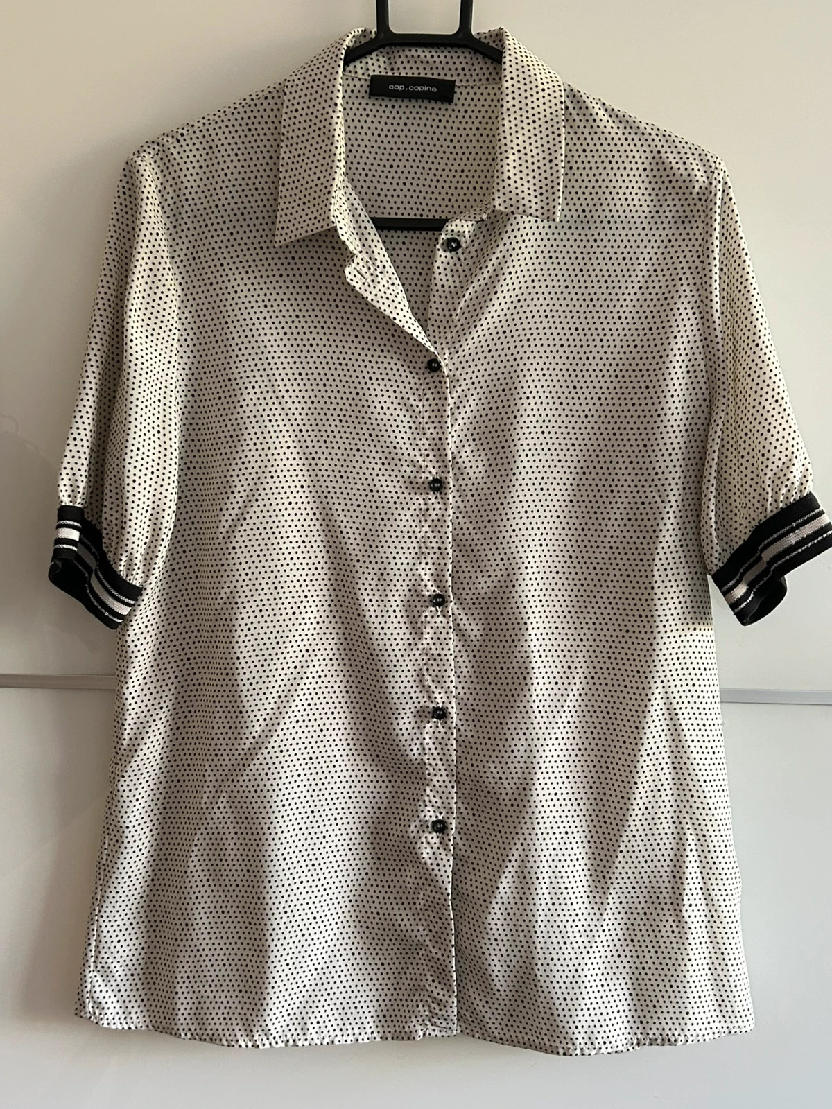 Blouse Cop Copine T36 satinée fluide chic tendance blanc cassé noir