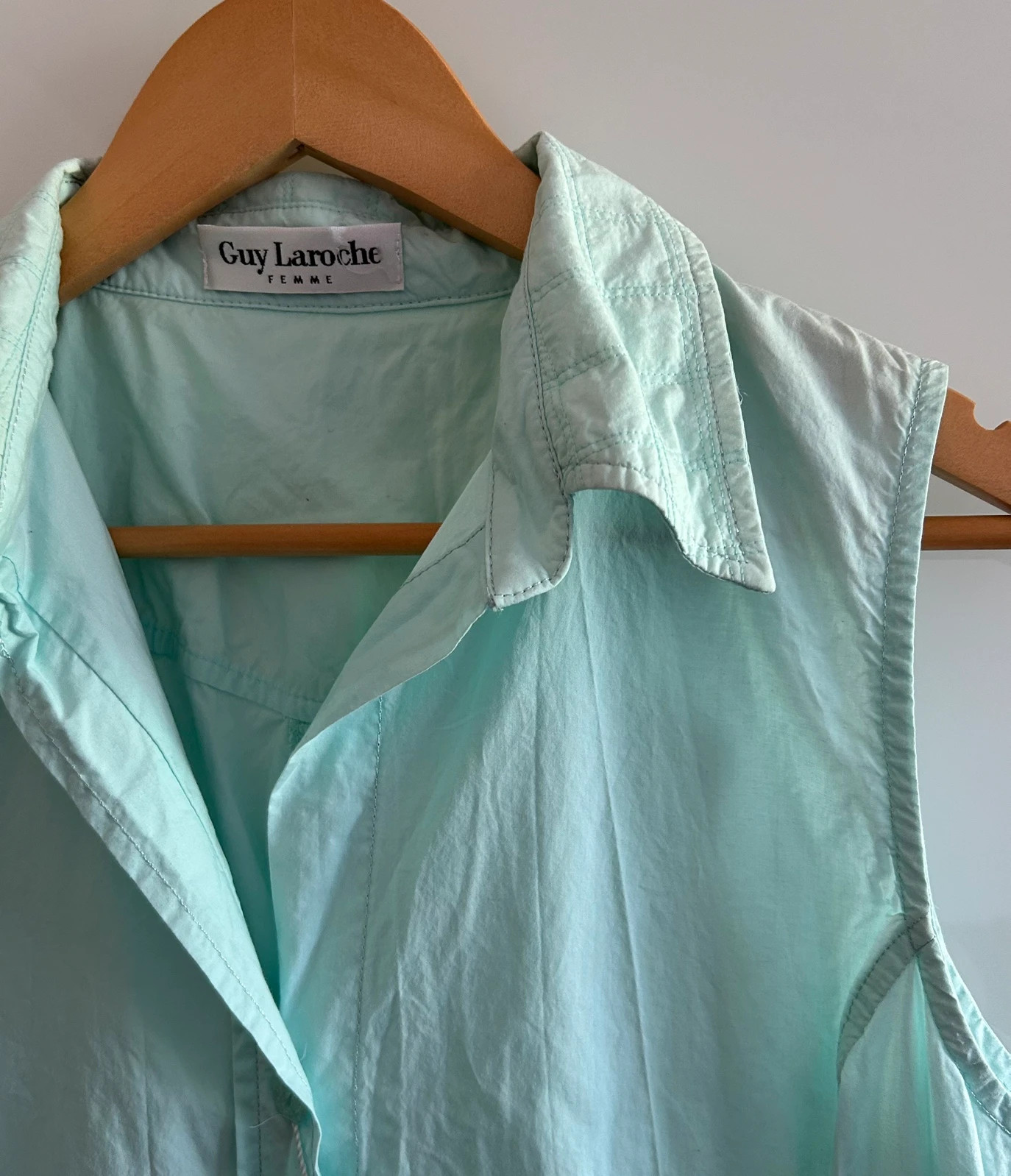 Robe chemise vintage Guy Laroche T42 100% coton vert menthe – Guy Laroche – taille XL / 42 / 14 3