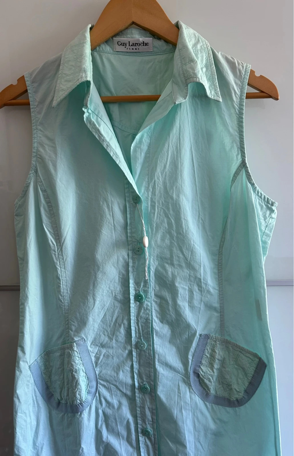 Robe chemise vintage Guy Laroche T42 100% coton vert menthe – Guy Laroche – taille XL / 42 / 14 5