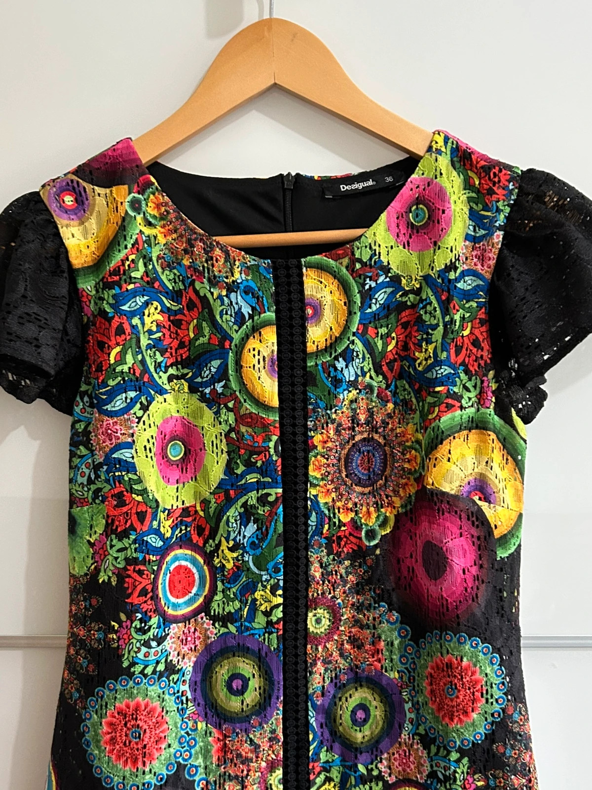 Robe Desigual T36 cintrée multicolore dentelle bohème chic – Desigual – taille S / 36 / 8 2
