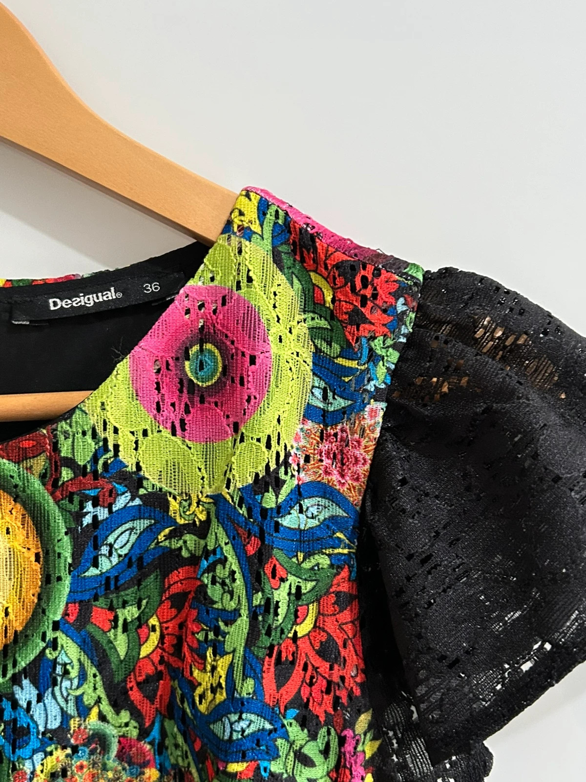 Robe Desigual T36 cintrée multicolore dentelle bohème chic – Desigual – taille S / 36 / 8 3
