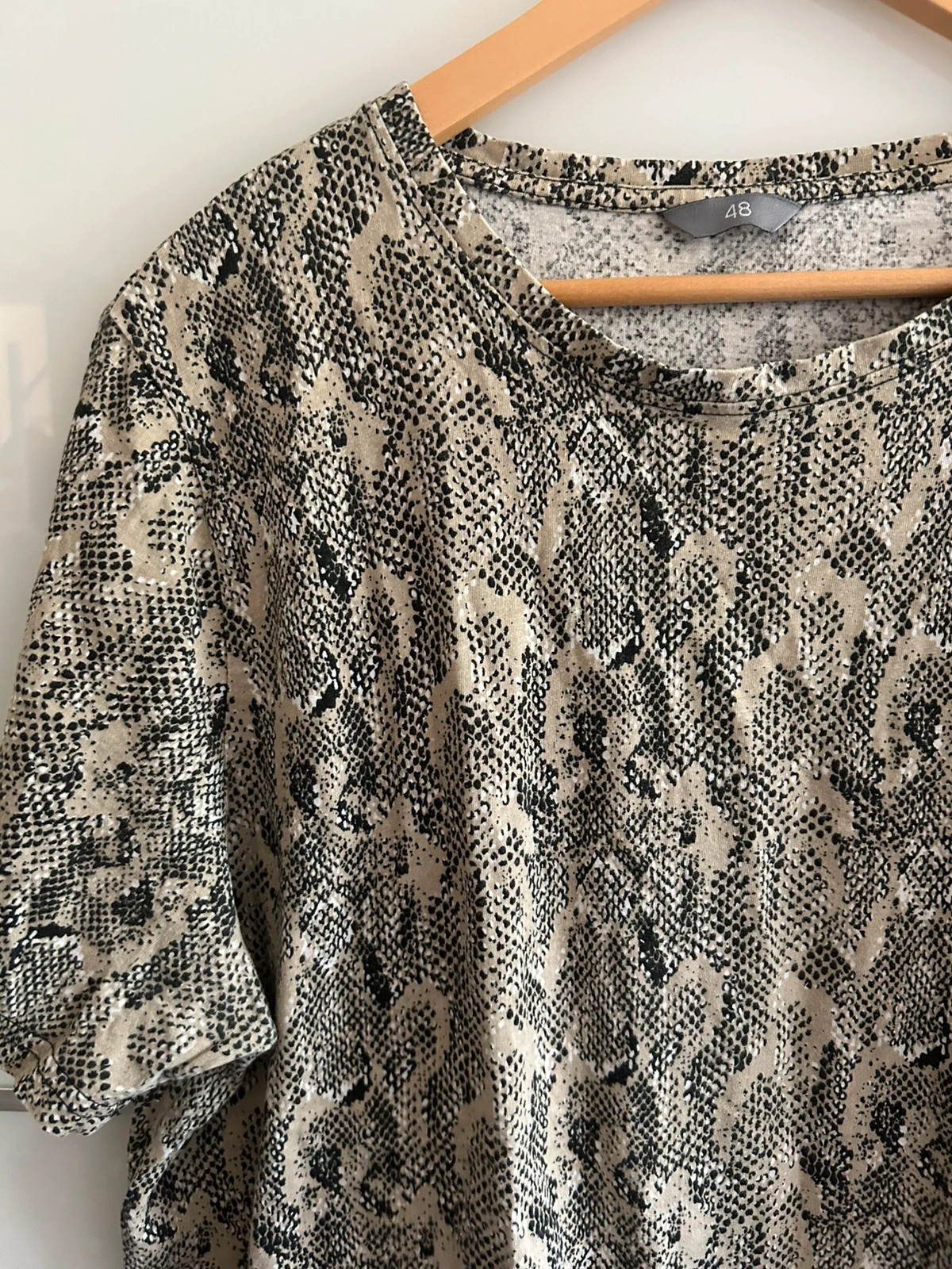 t-shirt 100% coton grande taille 48 imprimé python beige noir – Zeeman – taille 4XL / 48 / 20 3