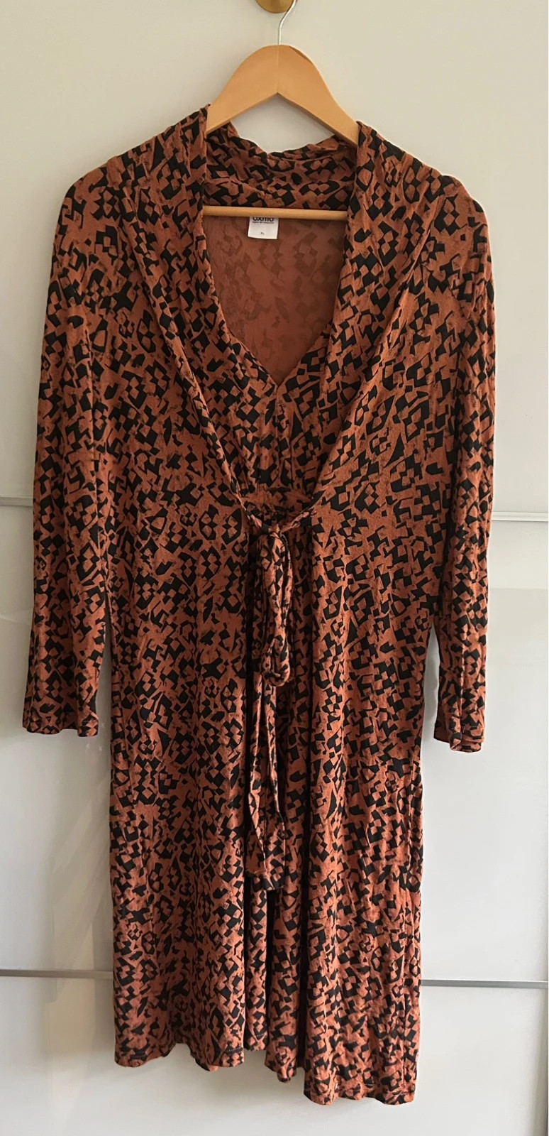 Robe fluide légère Oxmo XL viscose extensible marron noir – OXMO – taille XL / 42 / 14 2