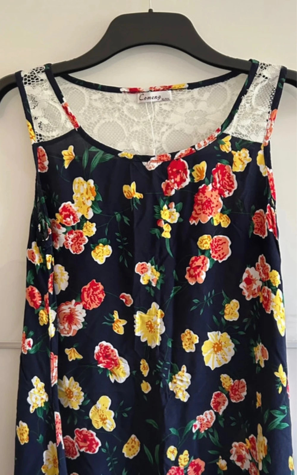 Robe longue fleurie T 42/44 noire fluide bohème évasée – Comeng – taille XL / 42 / 14 5