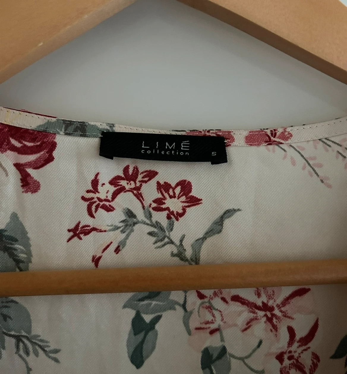 robe portefeuille fleurie LIME S beige volantée fluide romantique chic – Lime – taille S / 36 / 8 3