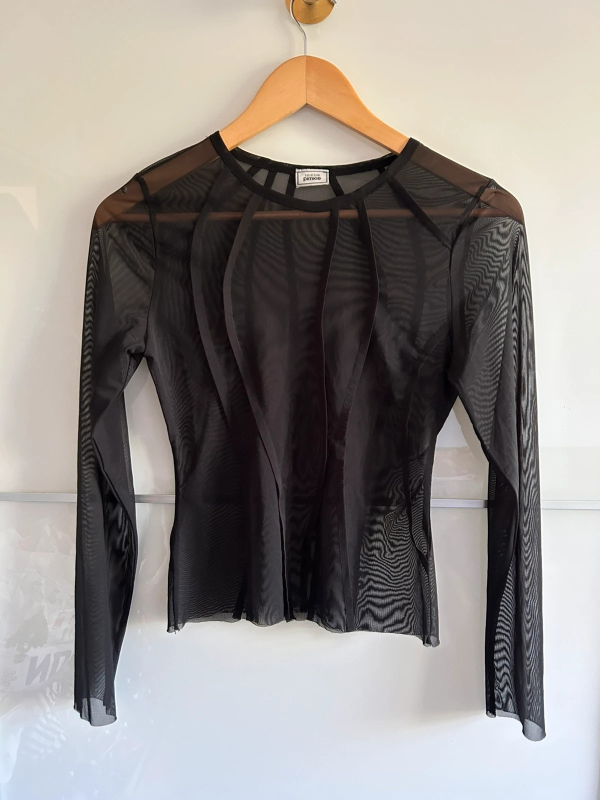 blouse transparente noire mesh ajustée manches longues tendance Y2K – Pimkie – taille S / 36 / 8 2