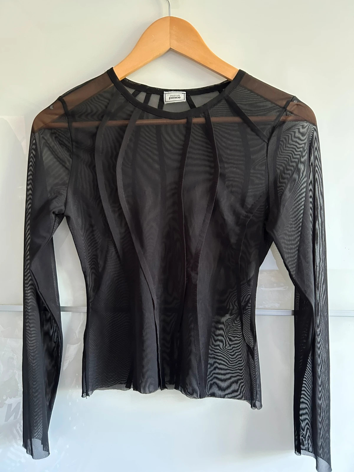 blouse transparente noire mesh ajustée manches longues tendance Y2K – Pimkie – taille S / 36 / 8 5