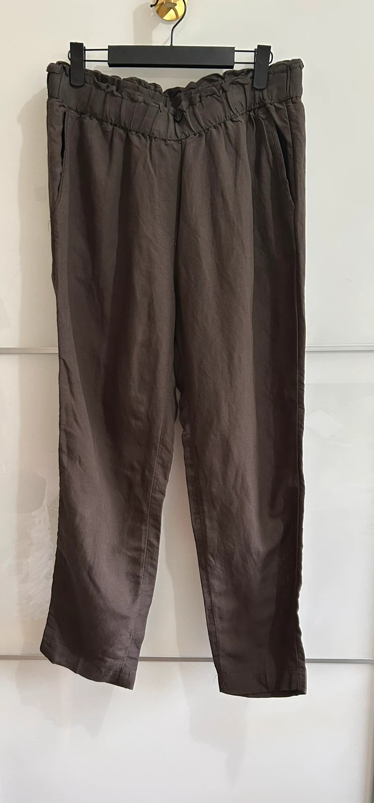 H&M pantalon kaki lin et laine taille 44 coupe fluide – H&M – taille XXL / 44 / 16 2
