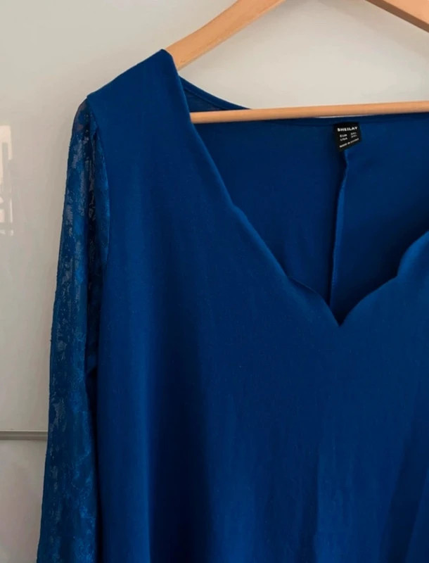 Robe bleu roi élégante 3XL/48 ample (convient 50-52) • Dentelle • Très bon état – Sheilay – taille XXXL / 46 / 18 3