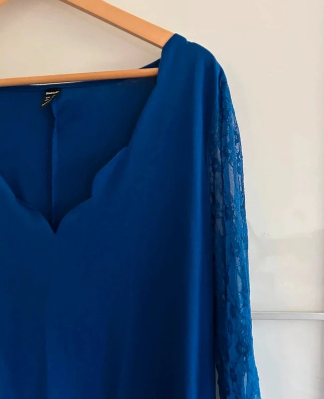 Robe bleu roi élégante 3XL/48 ample (convient 50-52) • Dentelle • Très bon état – Sheilay – taille XXXL / 46 / 18 2