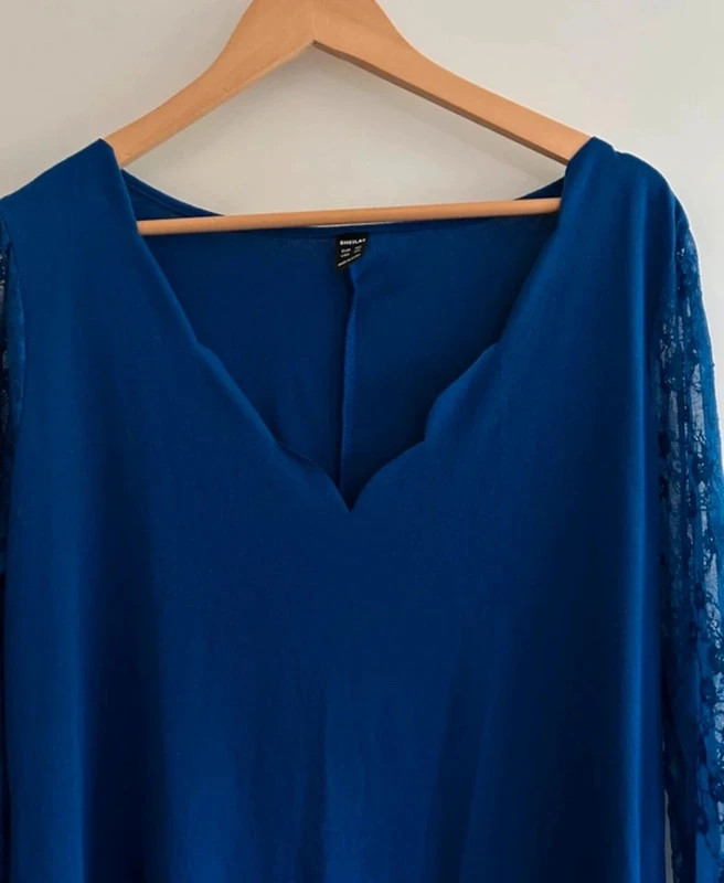 Robe bleu roi élégante 3XL/48 ample (convient 50-52) • Dentelle • Très bon état – Sheilay – taille XXXL / 46 / 18 4