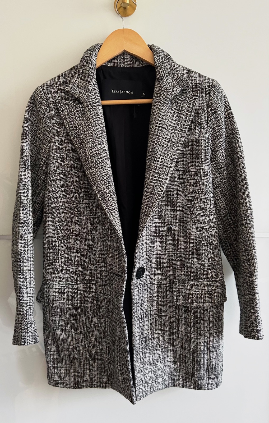 Veste longue Tara Jarmon T 36 chic laine noir blanc structurée – Tara jarmon – taille S 2