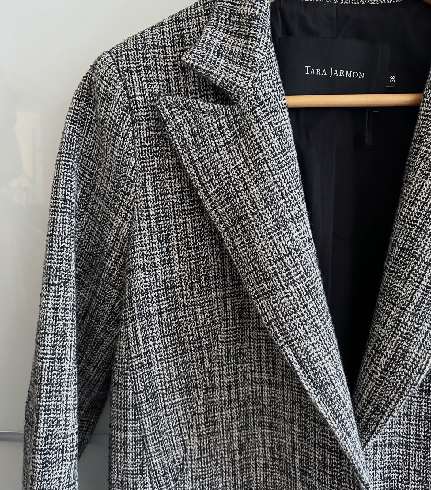Veste longue Tara Jarmon T 36 chic laine noir blanc structurée – Tara jarmon – taille S 5