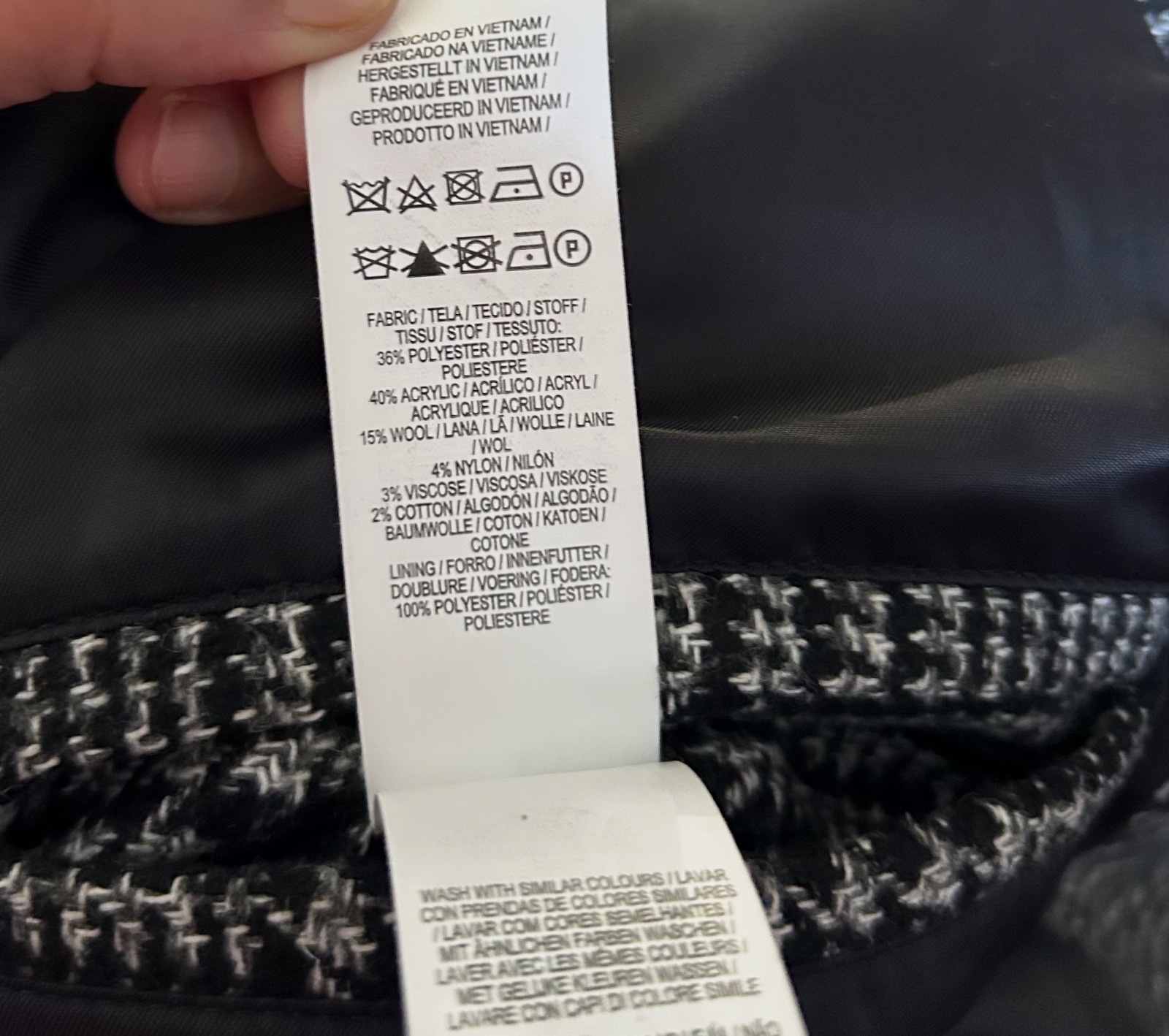 Manteau long à carreaux noir et blanc – Primark – taille XS 6