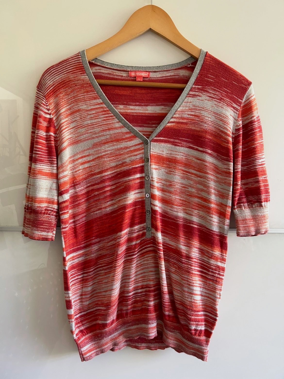 Pull fin henley Bensimon rouge et gris taille L – Bensimon – taille L 5