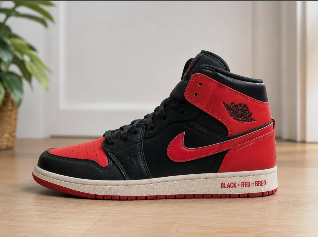 Baskets style Jordan 1 Mid "Bred" noir/rouge – Taille 38 – – Jordan – taille EU 38 2