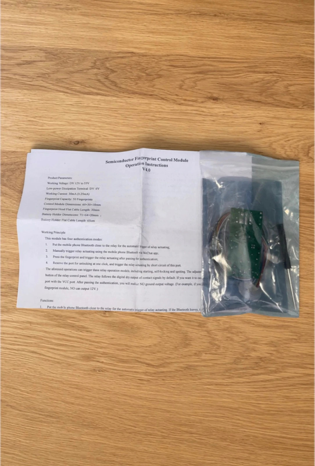 Módulo Control Huella Dactilar y Bluetooth 12V-55V con Relé – Accessories 3