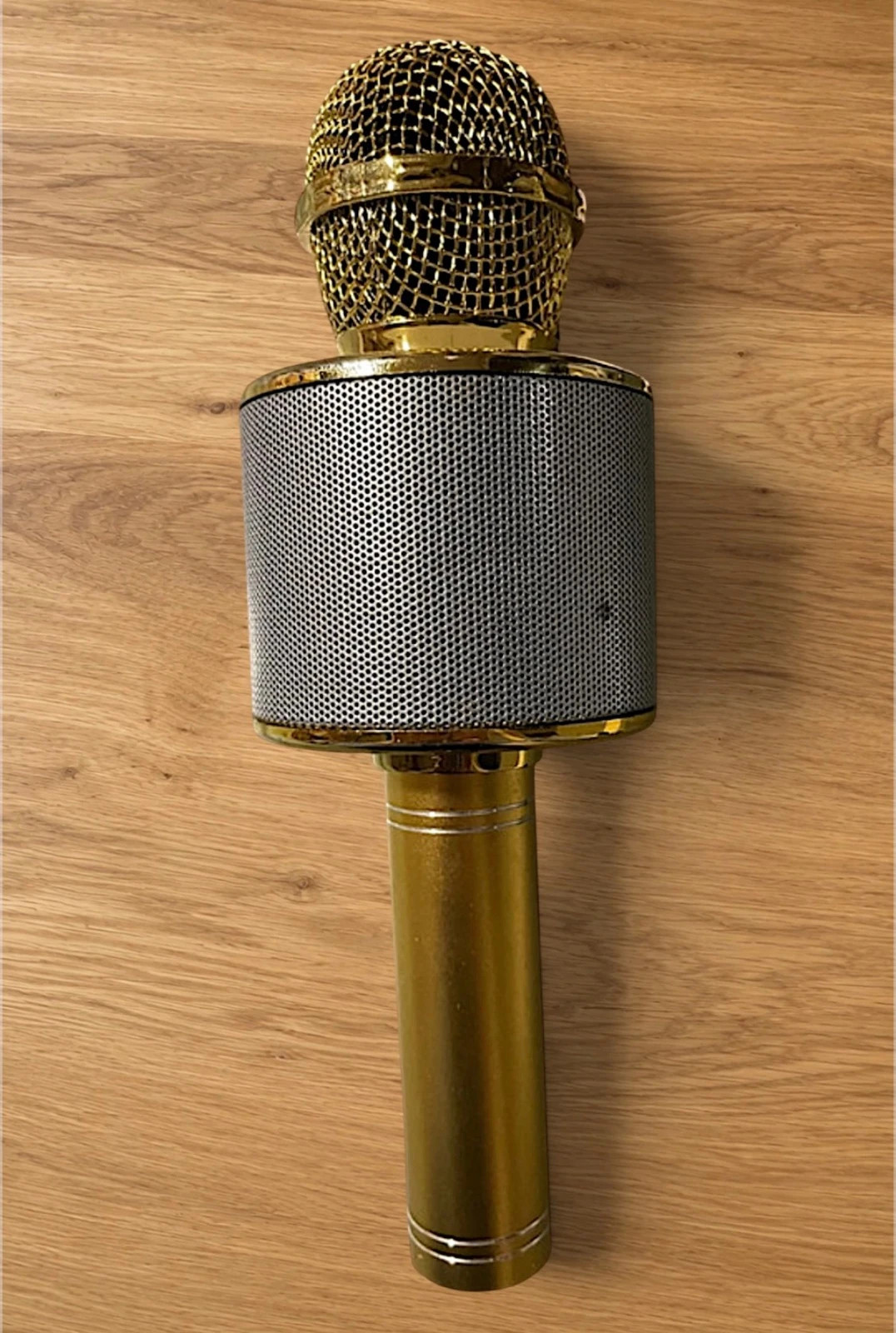 3 in 1 Gold Bluetooth Wireless Karaoke Microphone with Speaker and LED Lights – Accessories 2