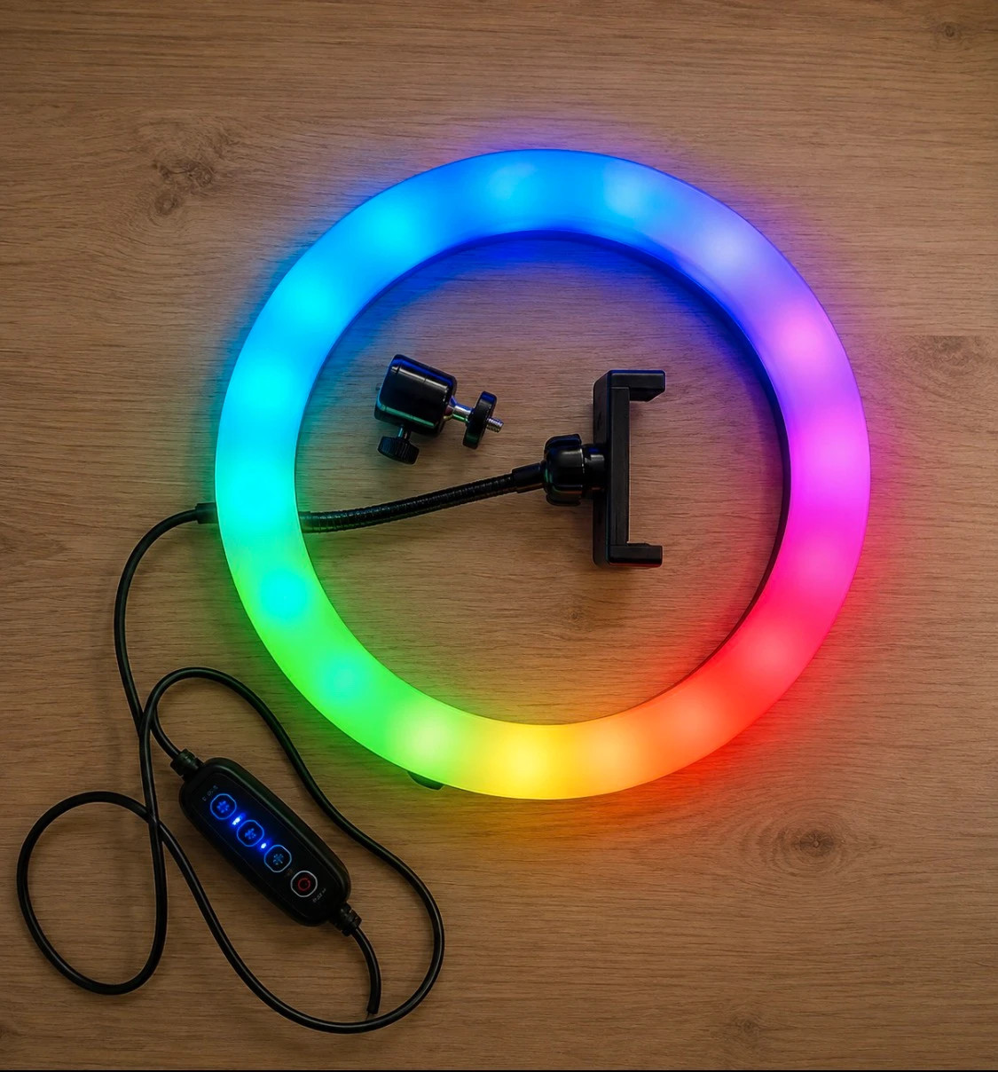 Aro de luz Led Rgb • MJ26 (26 cm) • Soporte para móvil • Conexión USB – mj26
